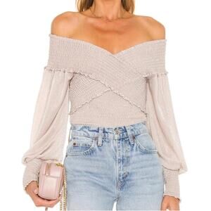 Vintage-Inspired Off Shoulder Top – BB Dakota Size Small Glittery Pearl Color